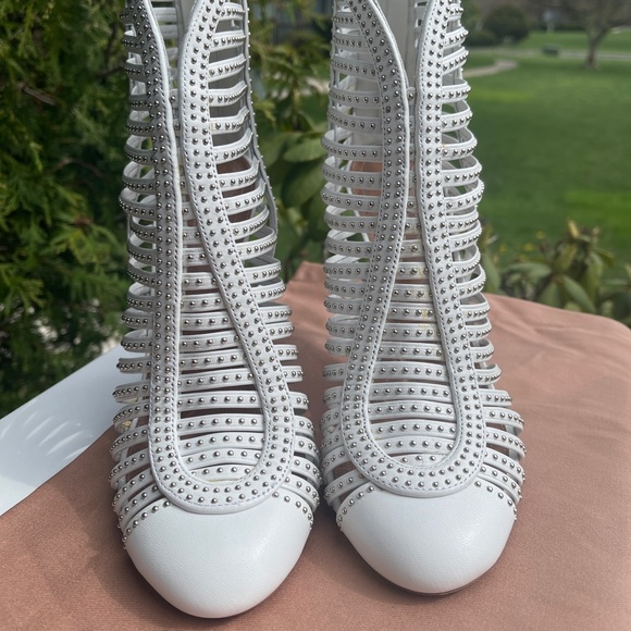 Alaia White Leather Studded Booties - Picture 12 of 13